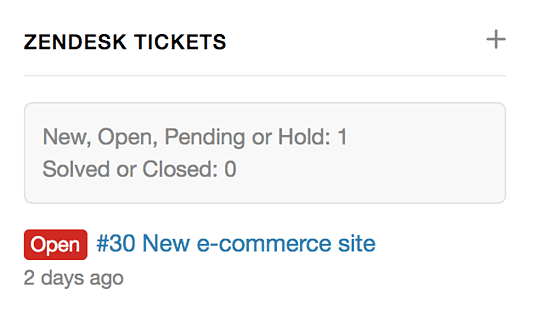 Zendesk widget showing open tickets