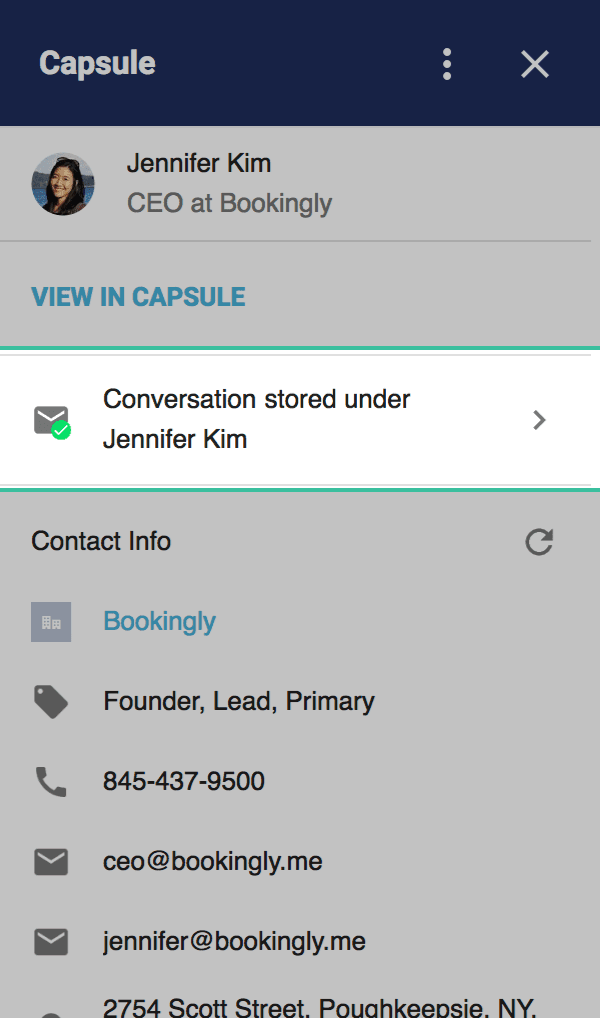 Notification of stored contact