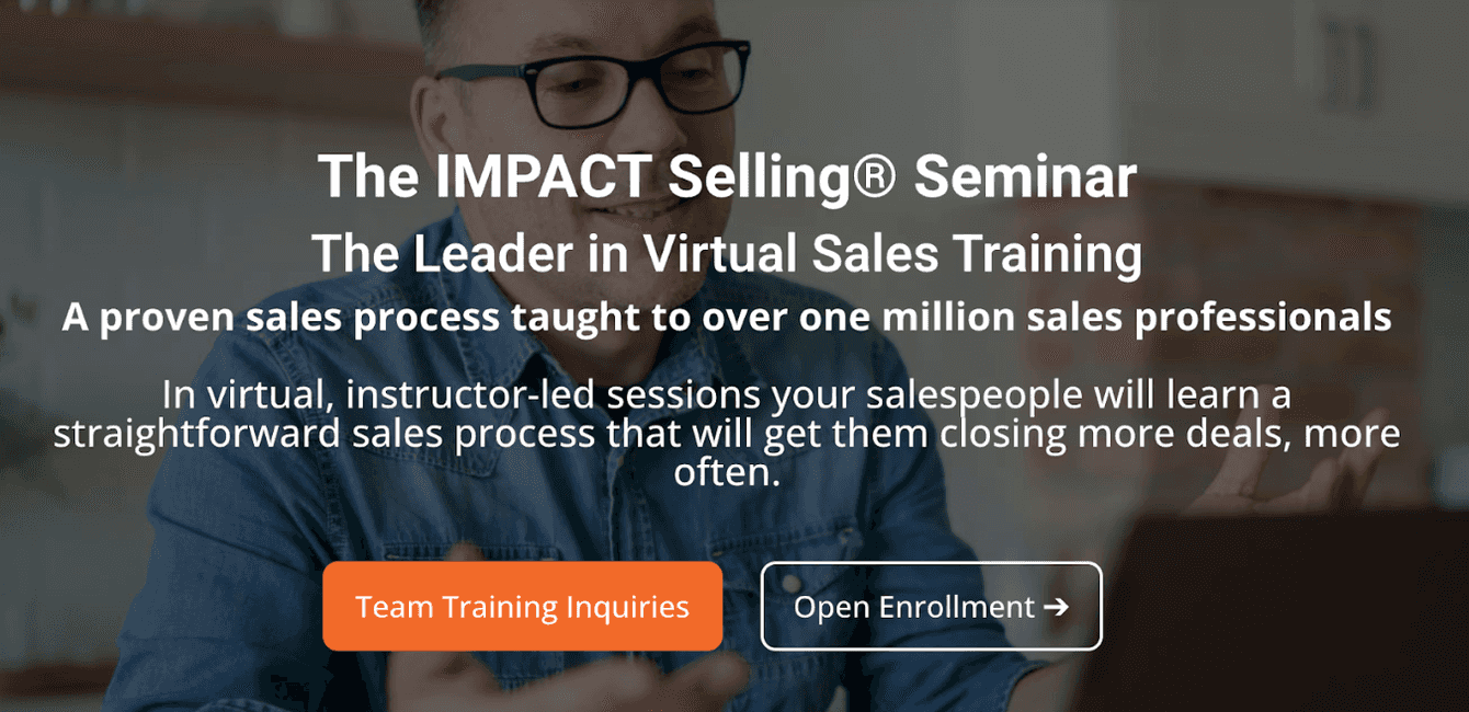 A screen grab of Brooks Group Impact sales training seminar