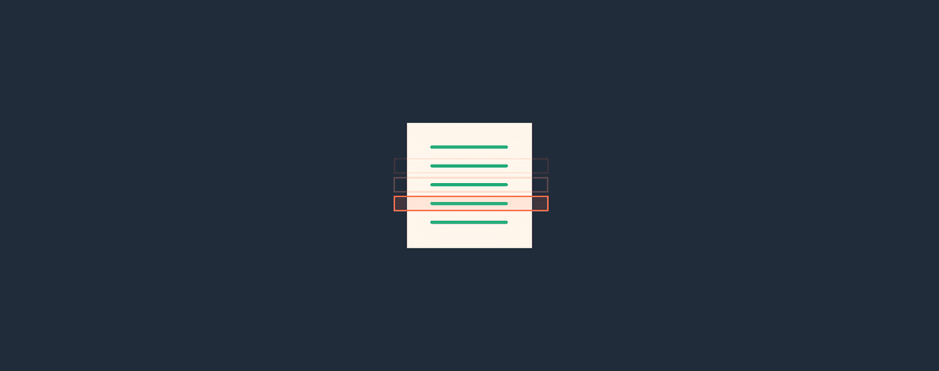 imagem abstrata com uma lista de linhas horizontais com uma lista
selecionada representando “dados de amostra”