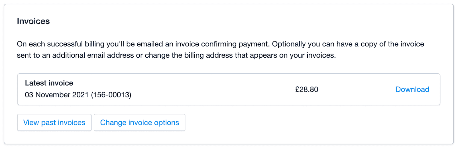 Button to change invoice details where the billing address can be updated