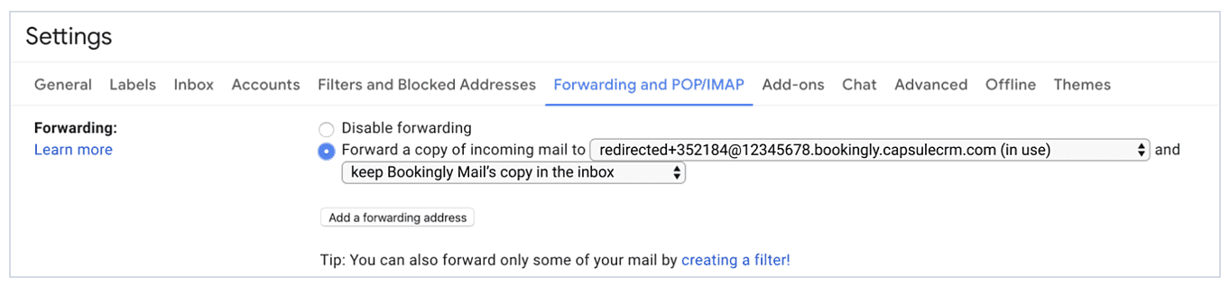 Configuração de envio automático de e-mails para endereços de e-mail selecionados