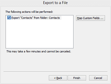 Option to confirm the export and select 'finish'