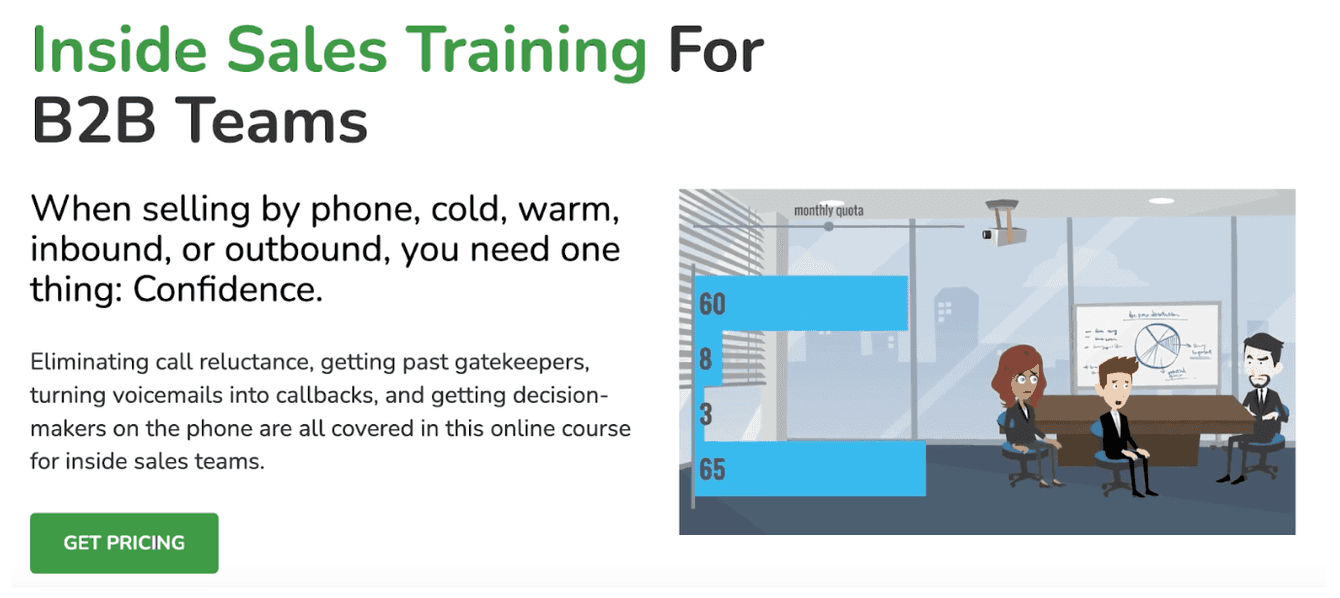 A screen grab of Inside Sales Training by Salesbuzz