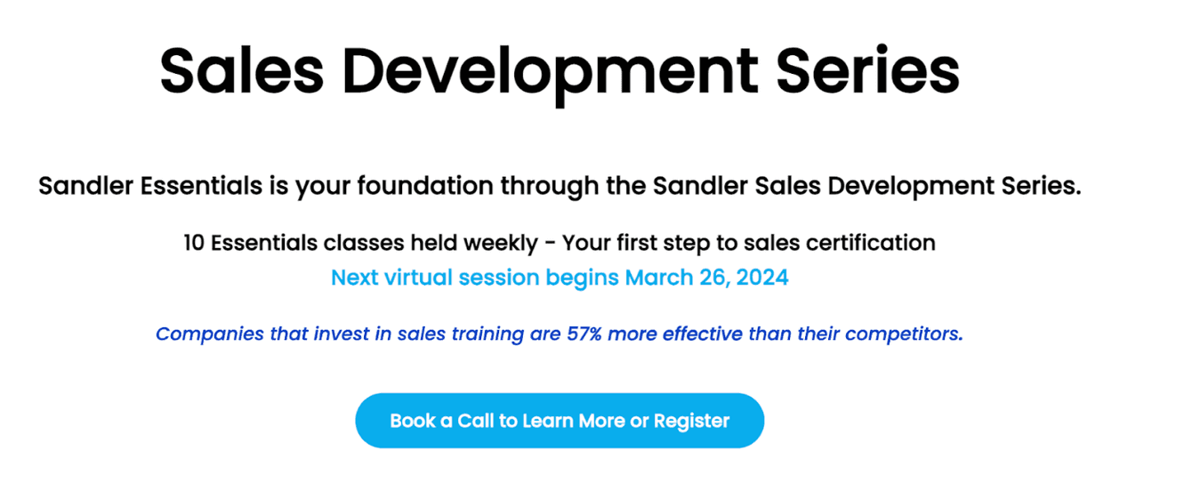 A screen grab of Sandler sales training seminar