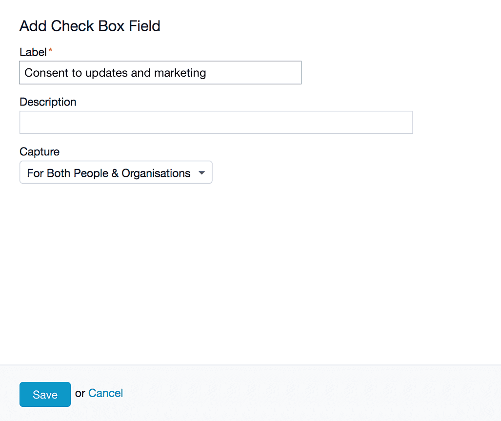 Custom field for marketing consent checkbox