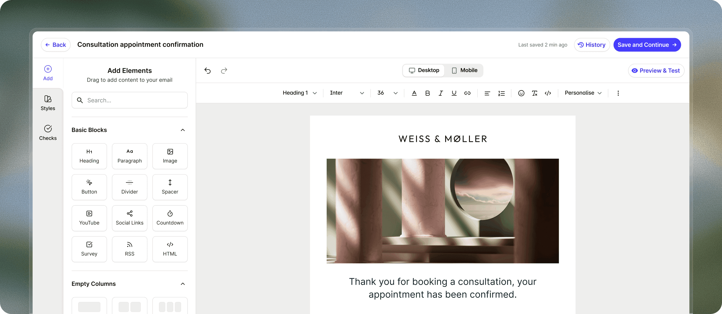 Transpond email campaign template builder.