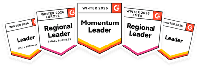G2 awards - Leader (Small Business), Spring 2024. High Performer (Americas), Spring 2024. High Performer (Spring), 2024. Small Business High Performer (Europe), Spring 2024. Momentum Leader (Spring), 2024.