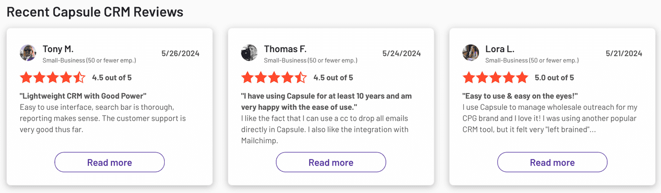 Reviews of Capsule CRM on G2