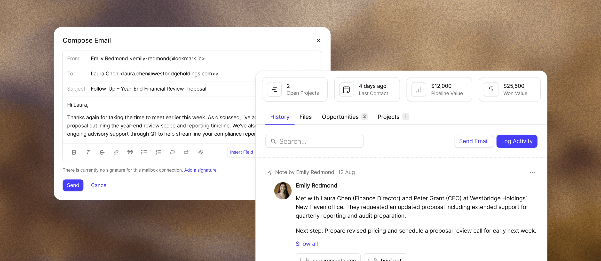 El flujo de trabajo de correo electrónico automatizado de Capsule CRM muestra plantillas de correo electrónico y reglas de automatización con condiciones de activación y acciones programadas para gestionar las comunicaciones con los clientes de contabilidad.