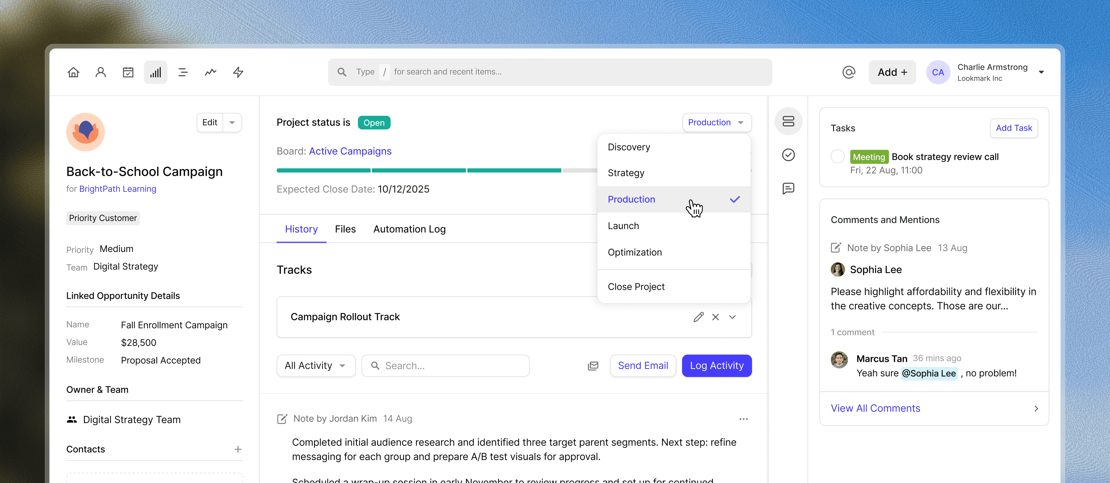 Proyecto de vuelta al cole en Capsule CRM