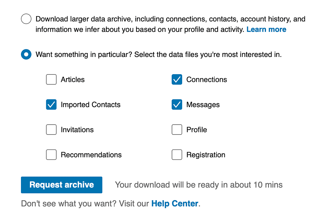 Settings menu with options for the download