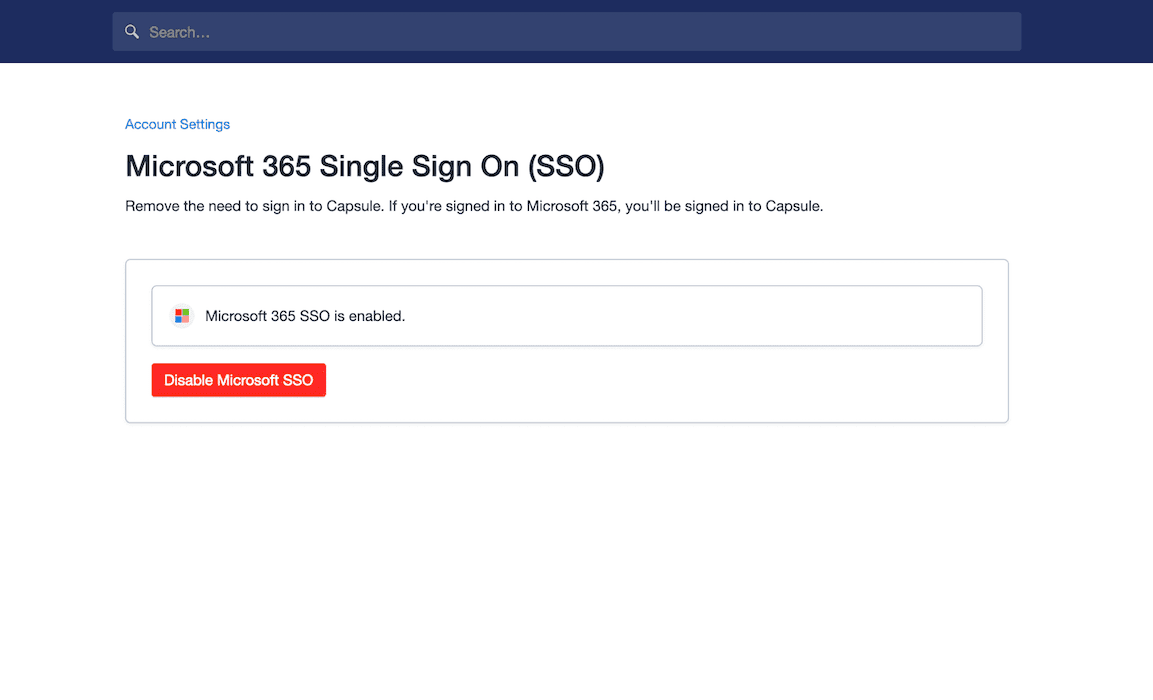 Disable Microsoft SSO button on the account settings page