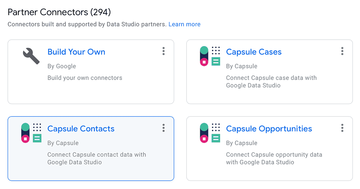Data Studio capsule connectors