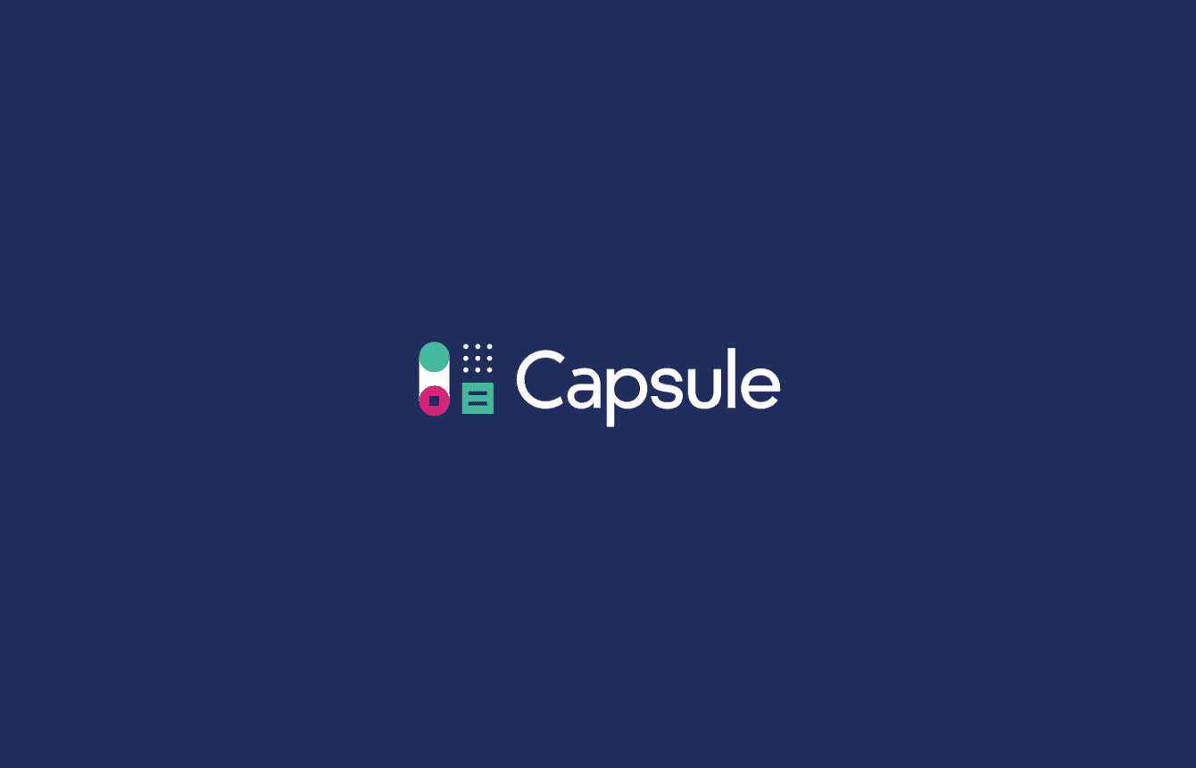 Capsule logo on dark blue background