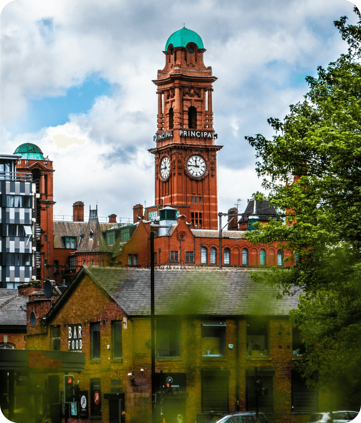 Manchester landscpae with the The Principal Manchester Clock Tower in the background