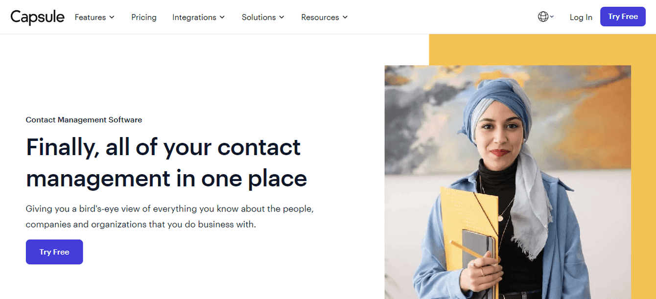 Screenshot of Capsule's Contact Management page