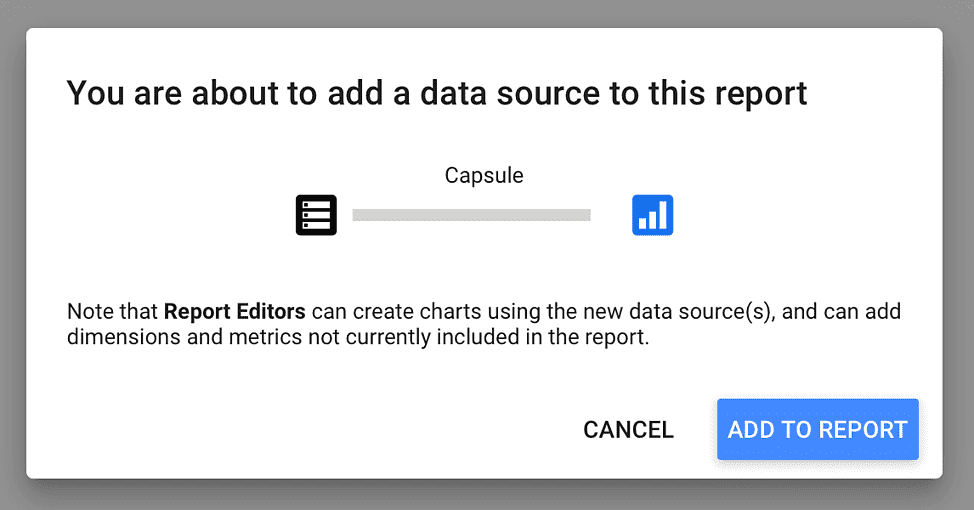 Button for adding the source to the report