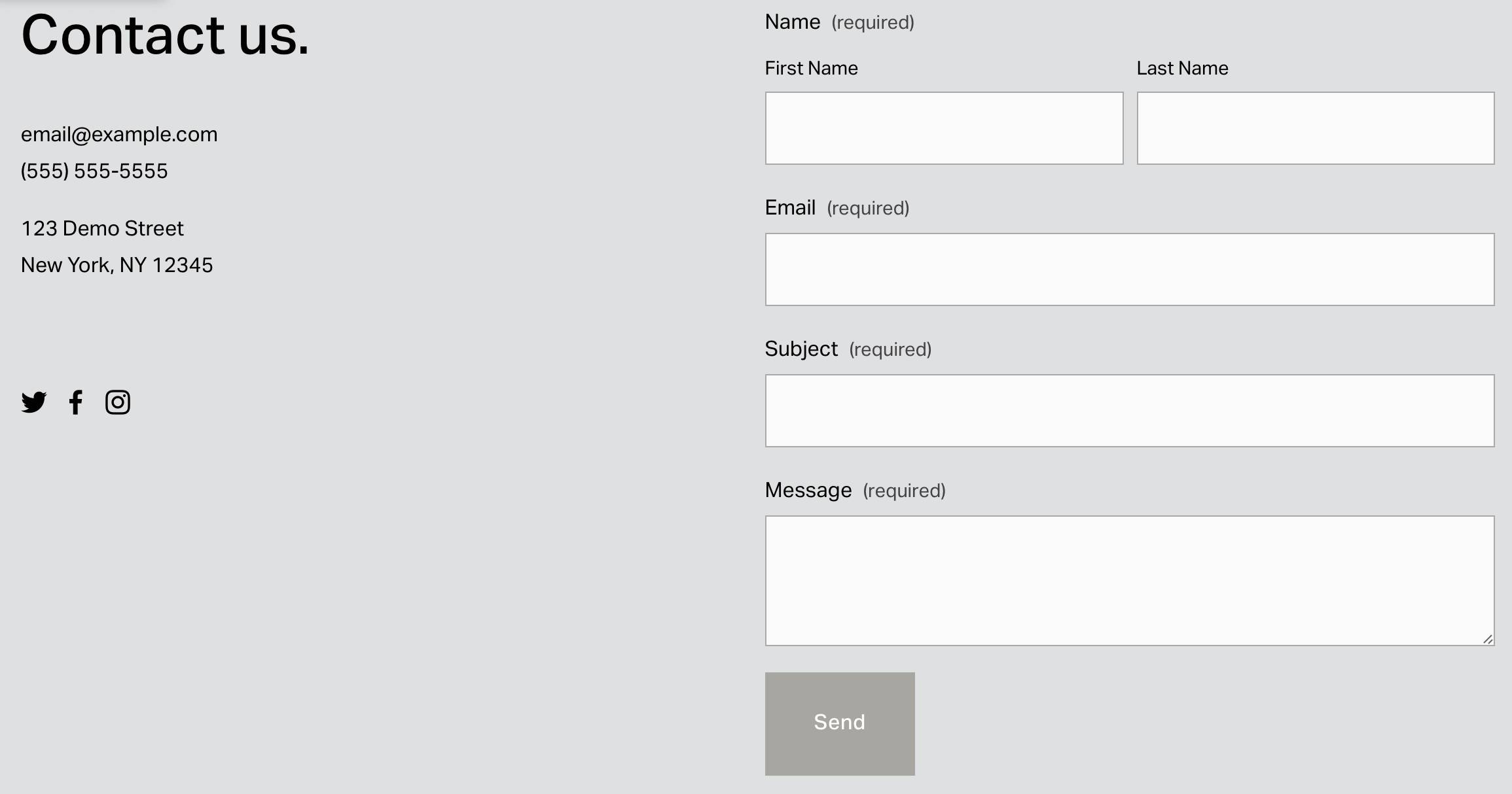 Contact form in Squarespace
