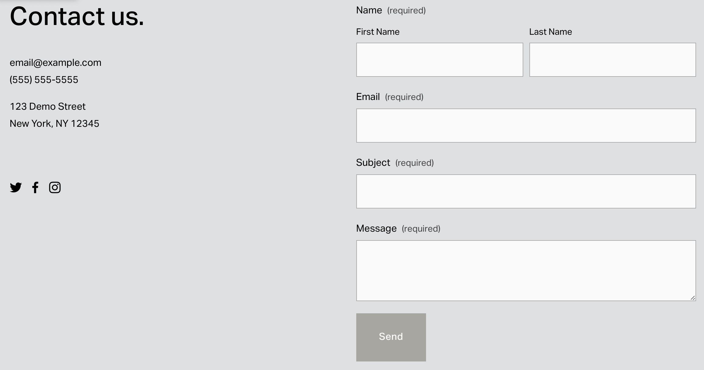 Contact form in Squarespace