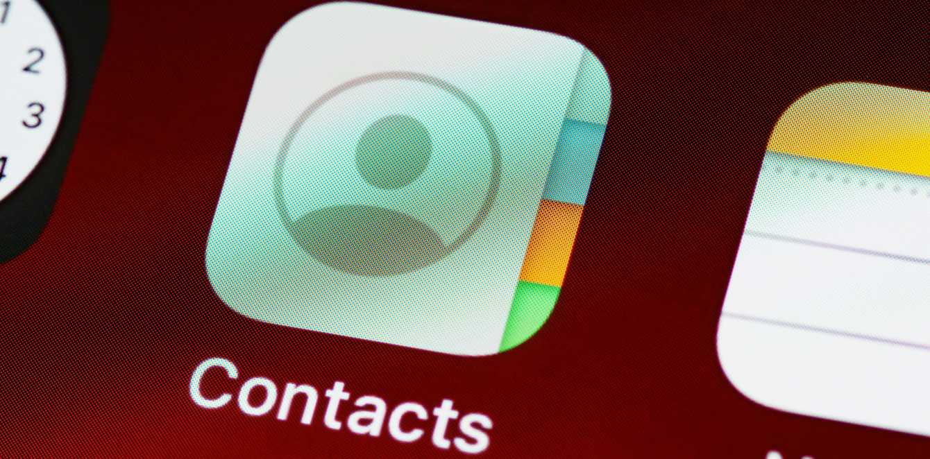 The contacts app on a smartphone