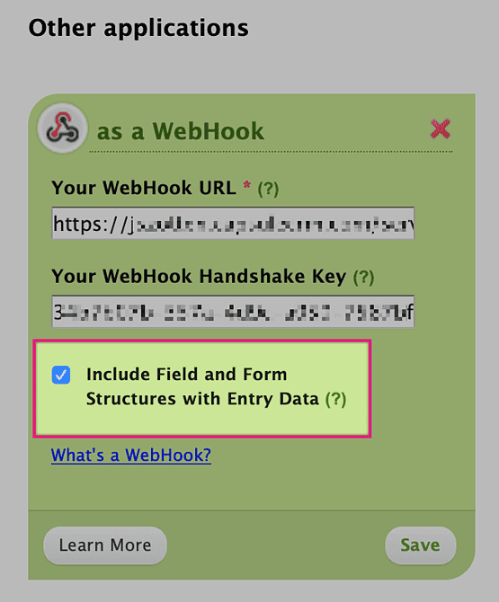 Checkbox for including Field and Form Structures