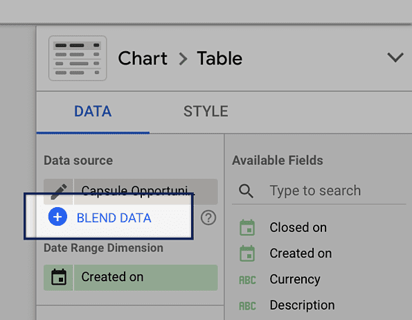 Blend data button