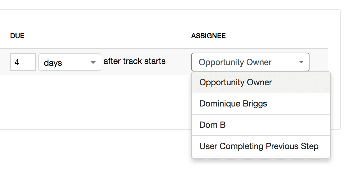 dropdown to select assignee