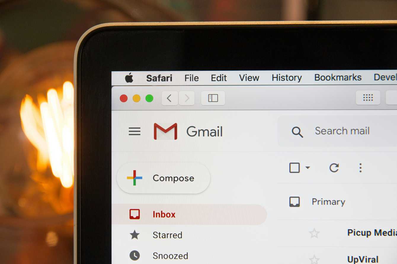 a laptop with gmail open