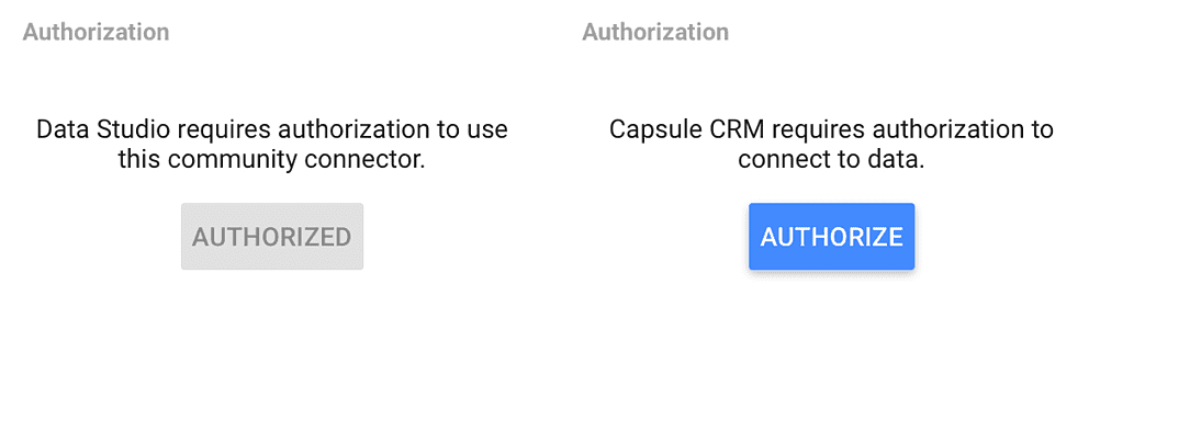 Authorize button for Capsule CRM