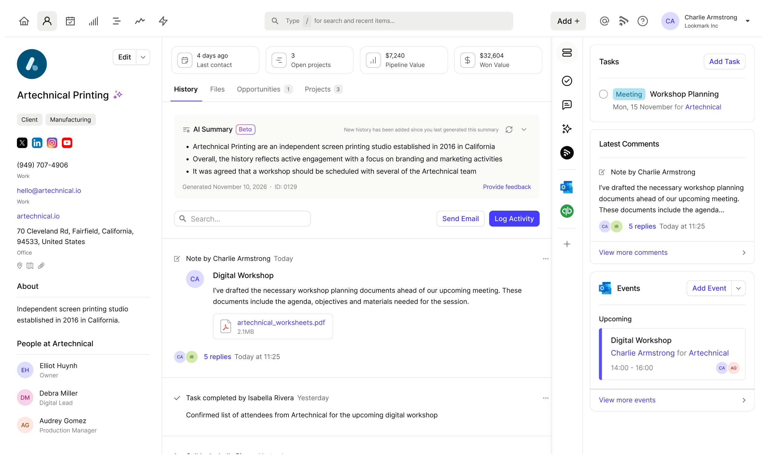 Capsule CRM Interface